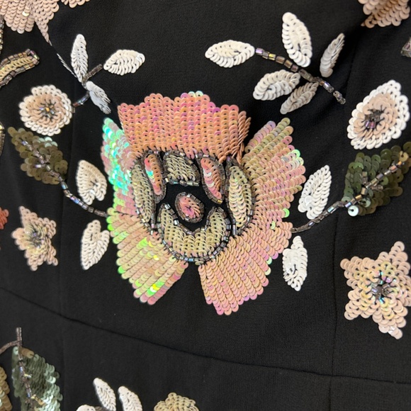Needle & Thread Floral Embellished Beaded Long Sleeve Black Dress | 2 - Picture 9 of 14